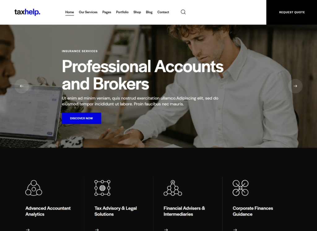 ความช่วยเหลือด้านภาษี - ธีม WordPress ที่ปรึกษาทางการเงินและบัญชีธุรกิจ