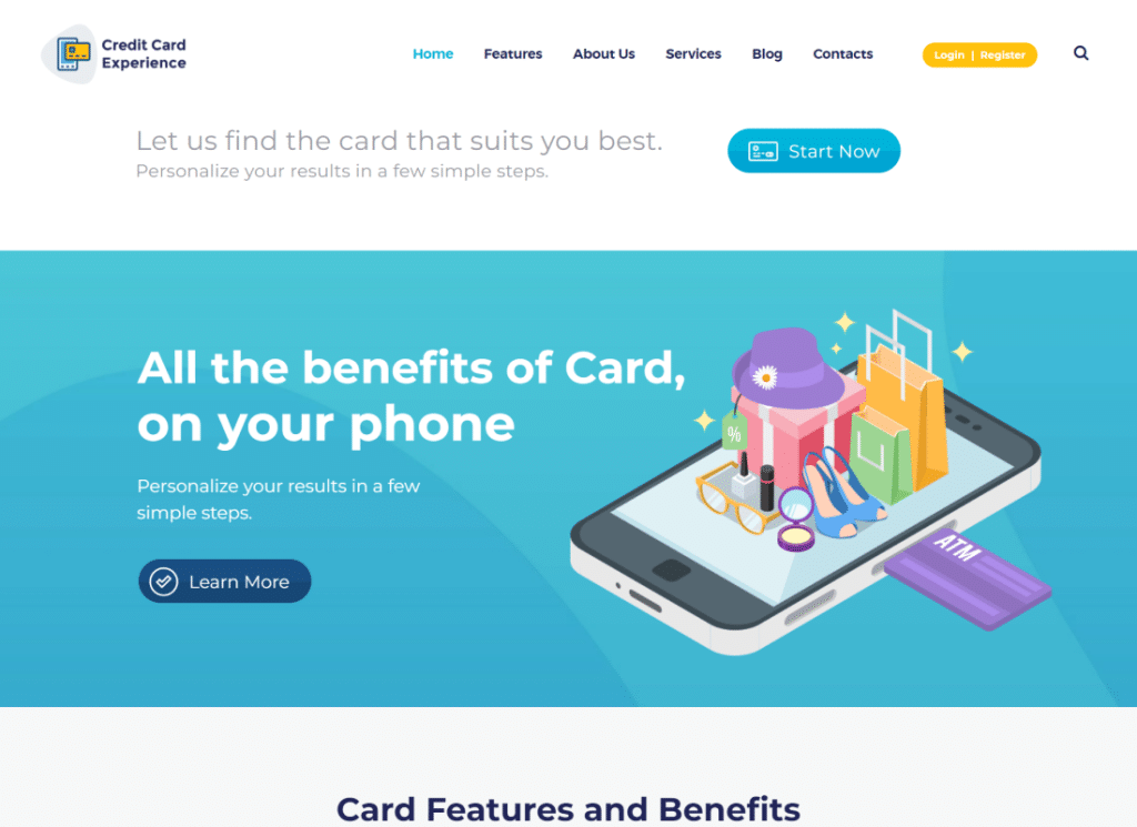 ประสบการณ์บัตรเครดิต - บริษัทสินเชื่อและธีม WordPress ธนาคารออนไลน์