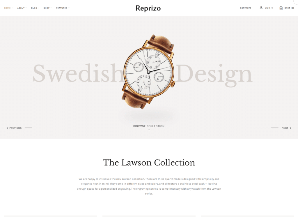Reprizo - ธีม WordPress ของร้านเครื่องประดับและนาฬิกา