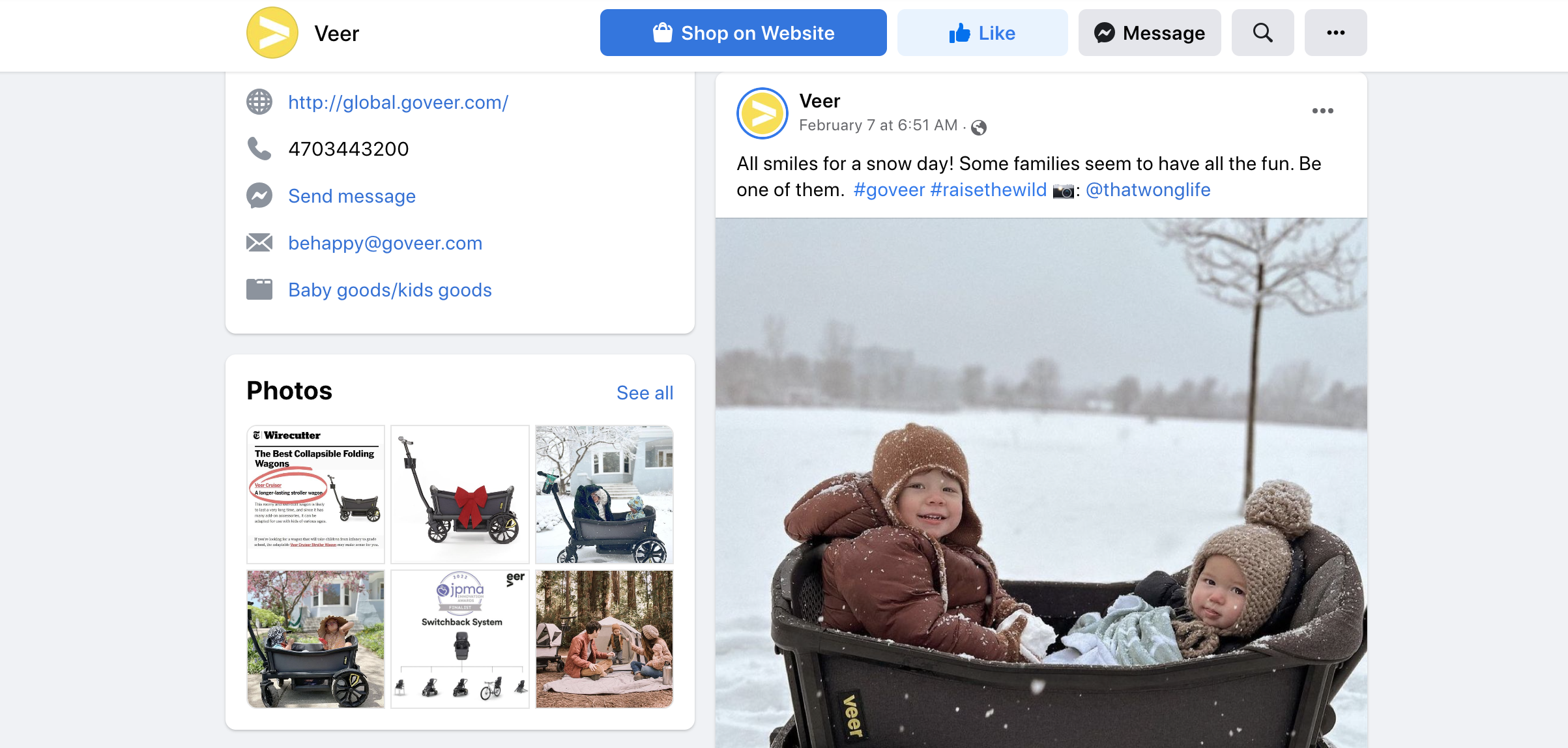 เนื้อหาที่ผู้ใช้สร้างขึ้นบนหน้า Facebook ของ Veer