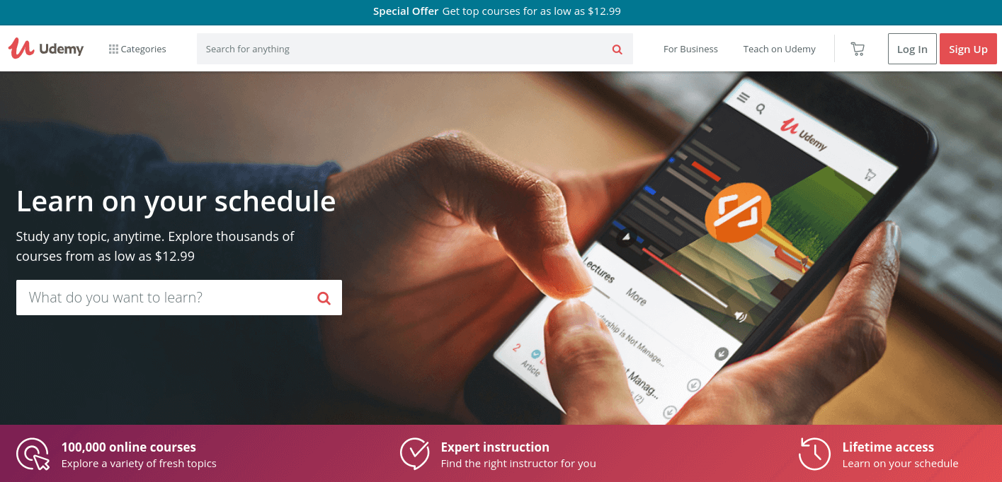 Die Udemy-Homepage.