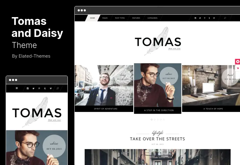 Tema Tomas și Daisy - Tema WordPress pentru blog personal