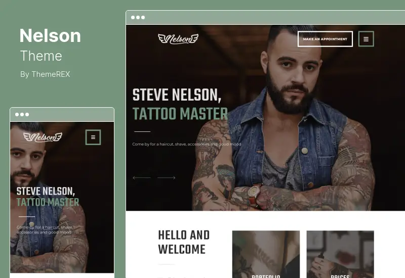 Tema Nelson - Tema WordPress pentru salon de coafură, tatuaj și înfrumusețare