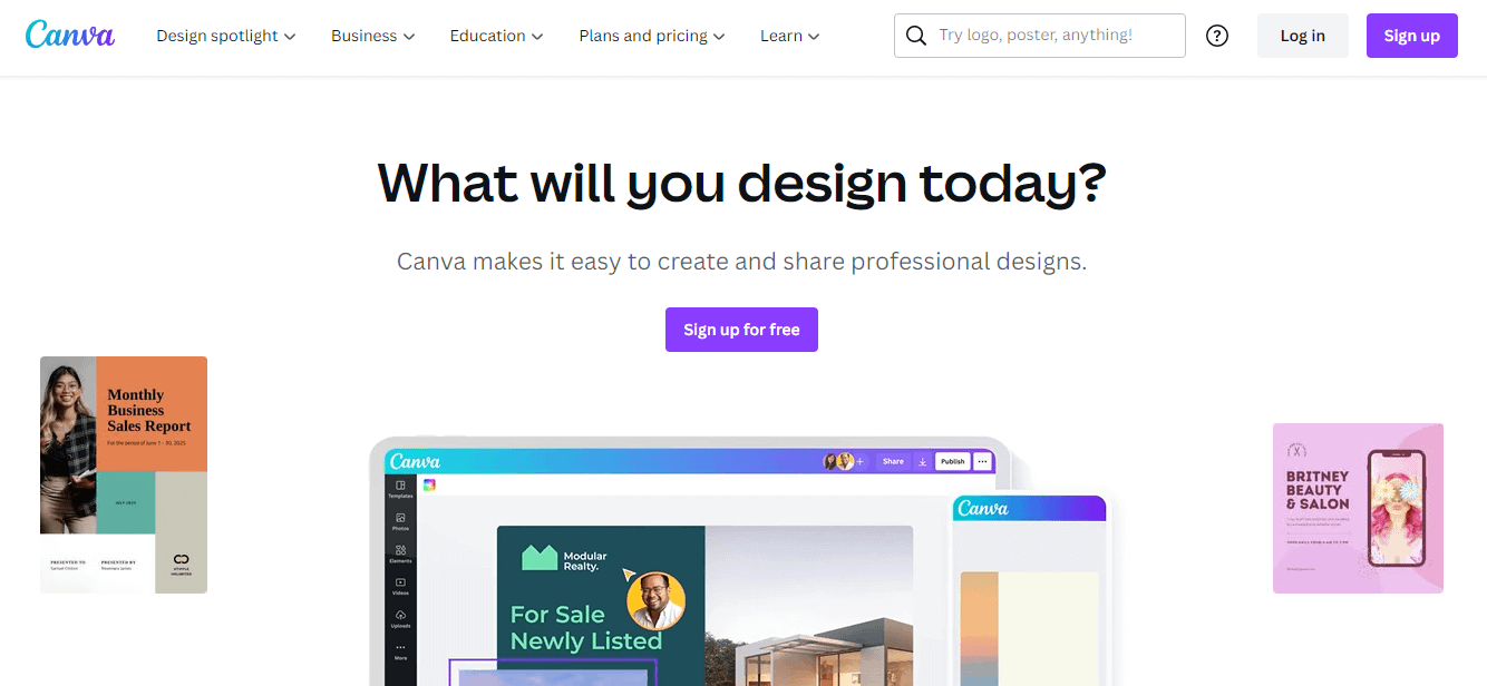 หน้าแรกของ Canva