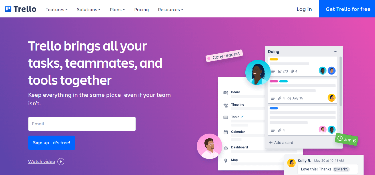 หน้าแรกของ Trello