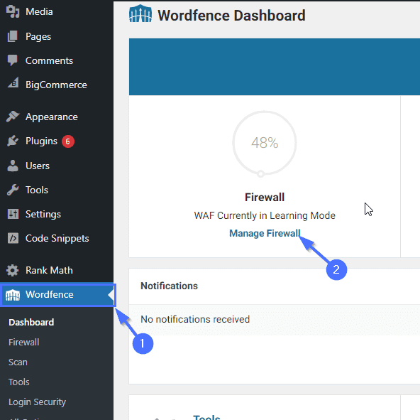 Wordfence panosu - WordPress DDoS saldırısı