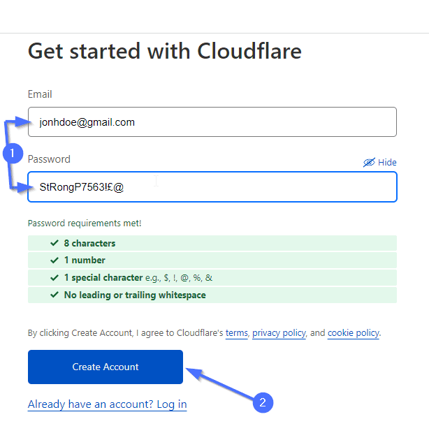 Bir Cloudflare hesabı oluşturun