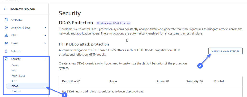 WordPress sitesini korumak için DDoS geçersiz kılmayı dağıtın