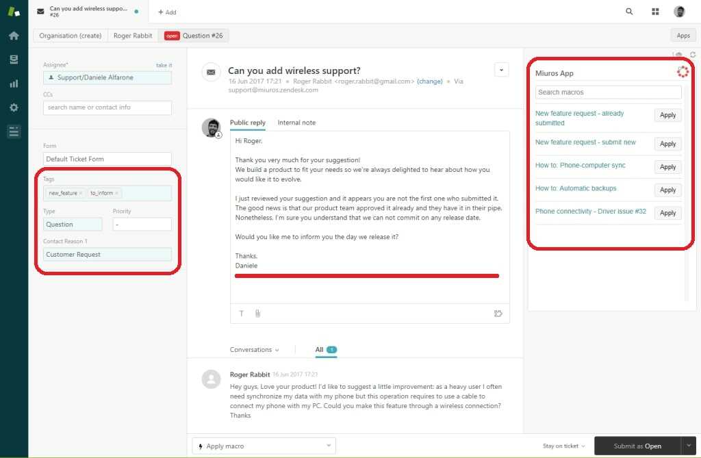 Ticketantwort im Zendesk IT-Ticketsystem