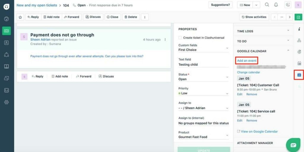 Ticketbereich des Freshdesk-Ticketsystems.