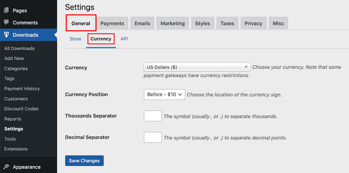 Como alterar as configurações de moeda em sua loja de música online How to change the currency settings in your online music store