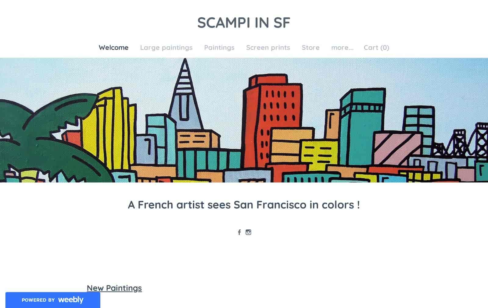 Scampi in SF は、アーティストが Weebly を使用してサイトを作成した好例です。
