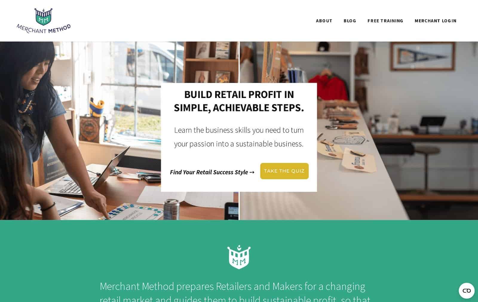 Merchant Method は、Weebly を使用して構築された Web サイトです。
