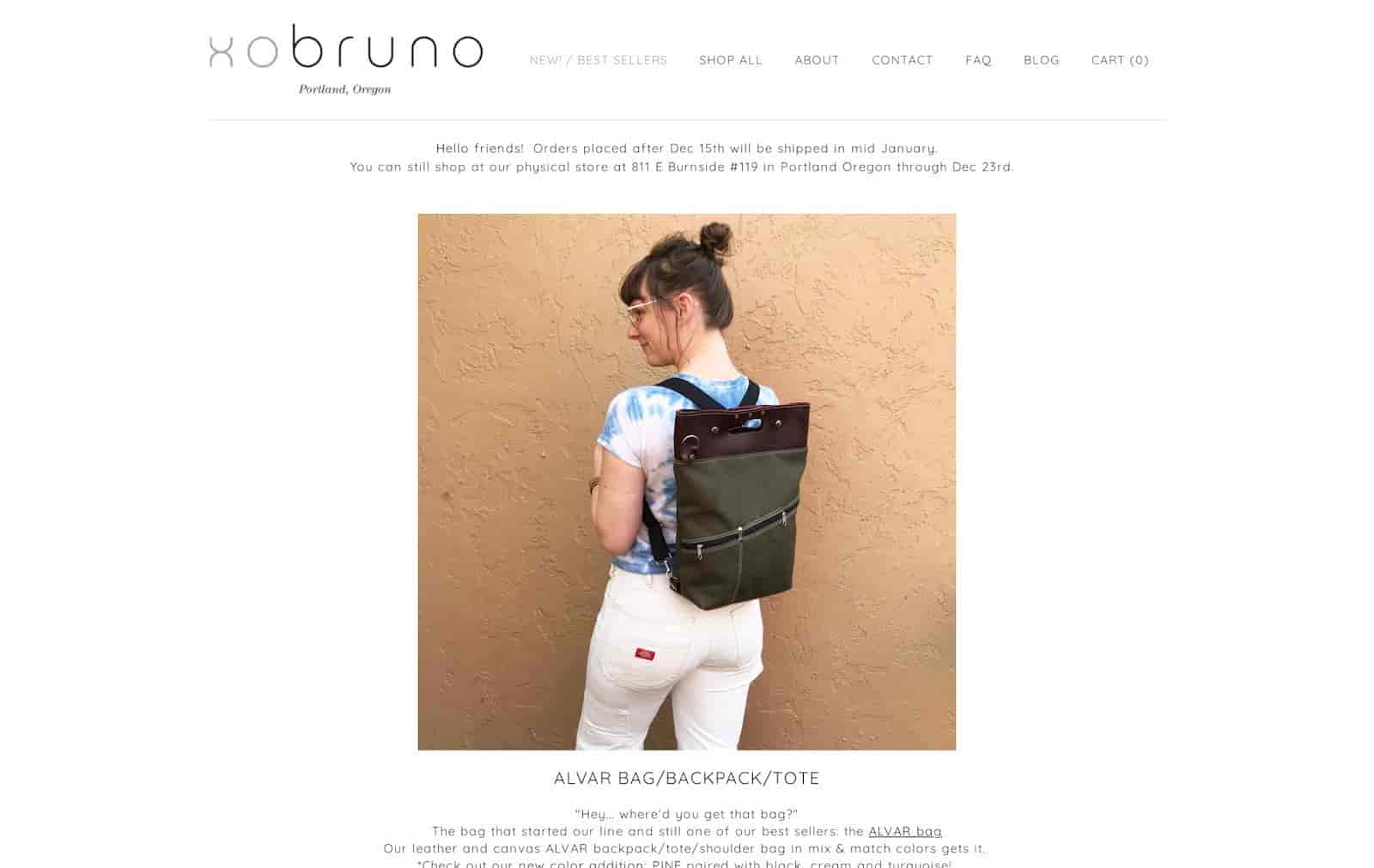 xobruno は、e コマース ストアの Weebly Web サイトの最高の例の 1 つです。