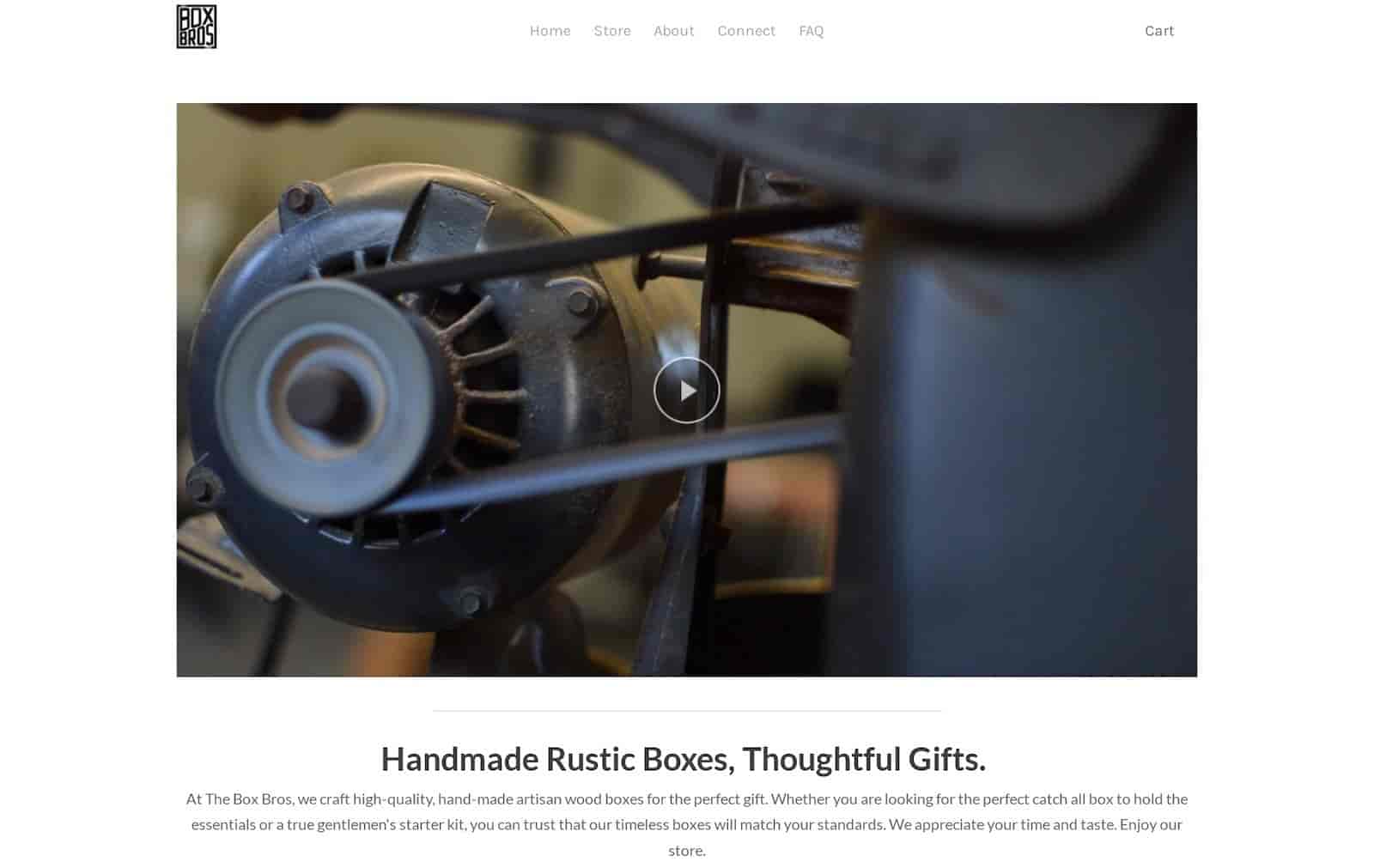 The Box Bros は、手作りの木製ギフト ボックスを販売する Weebly Web サイトの一例です。