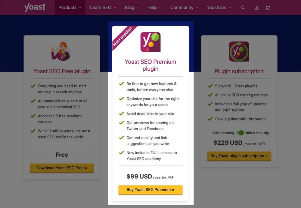 Yoast SEO 플러그인 가격