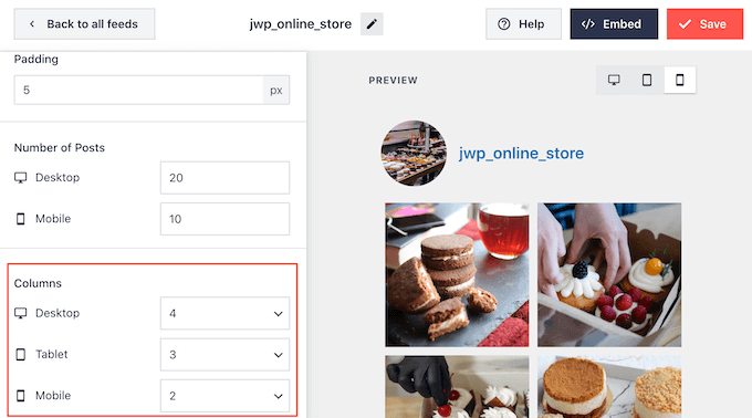 異なるデバイスで異なる数の Instagram 列を表示する Showing a different number of Instagram columns on different devices