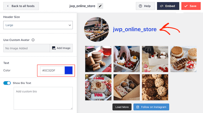 WordPress Web サイトの Instagram フィードにヘッダーを追加する Adding a header to the Instagram feed on your WordPress website