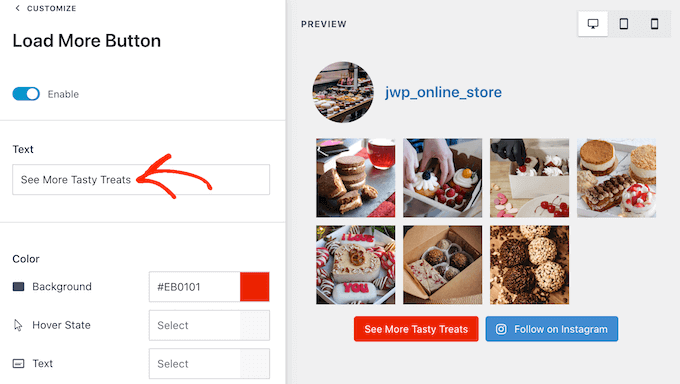 Instagram ボタンに独自のメッセージを追加する Adding your own messaging to the Instagram button