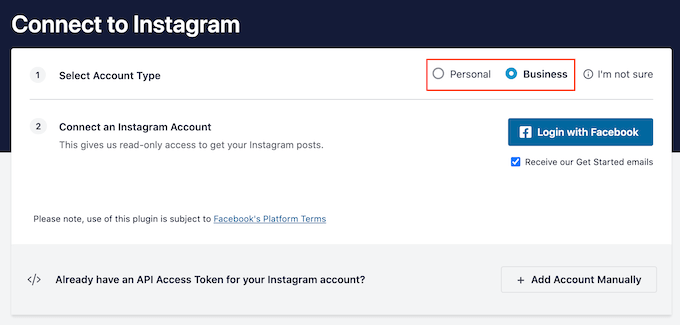 個人またはビジネスの Instagram アカウントを WordPress に接続する Connecting a personal or business Instagram account to WordPress