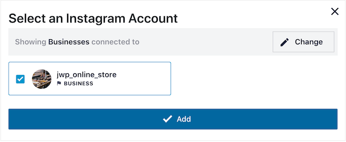 Instagram アカウントの選択 Selecting an Instagram account