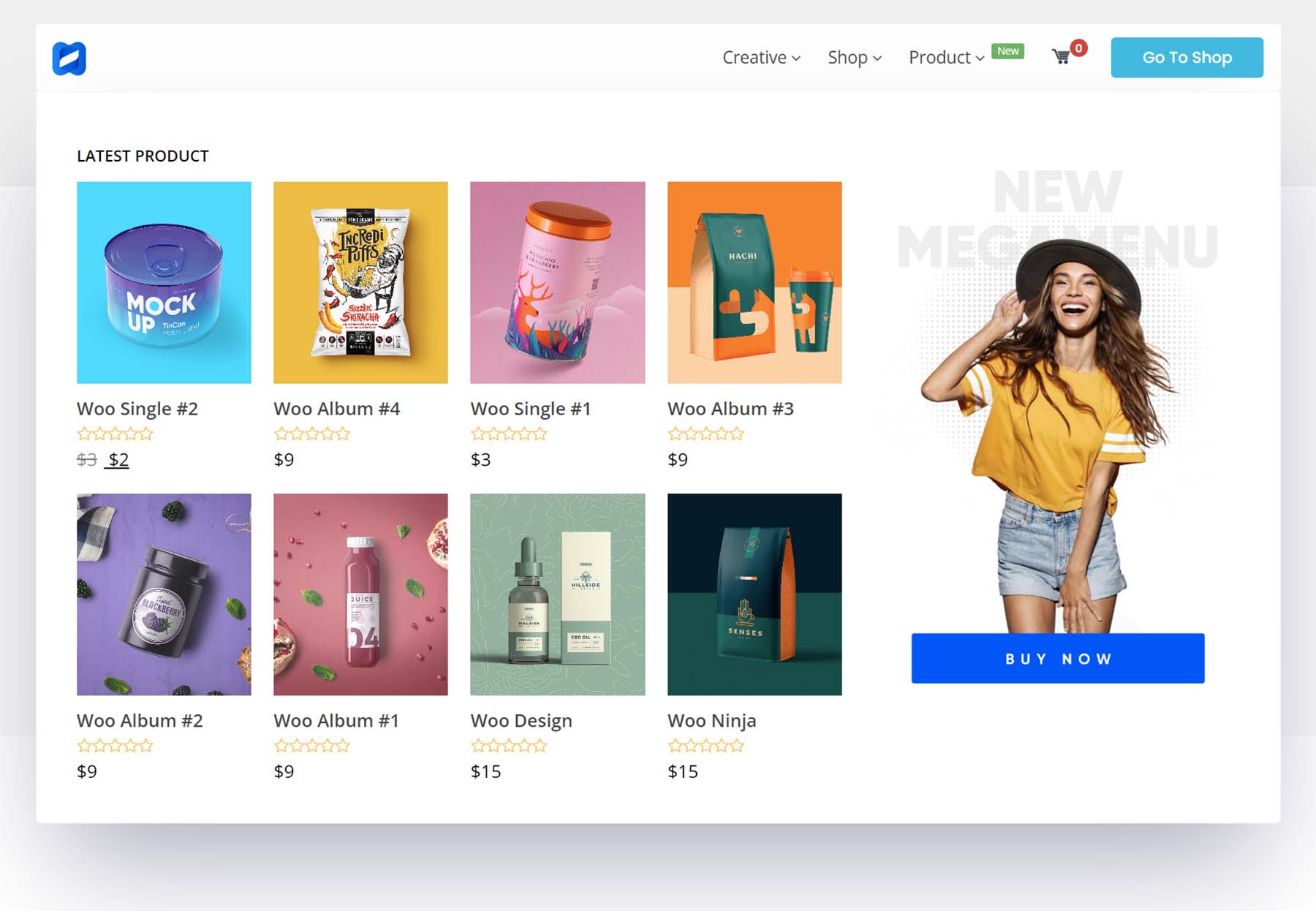 WP メガ メニュー WooCommerce の例