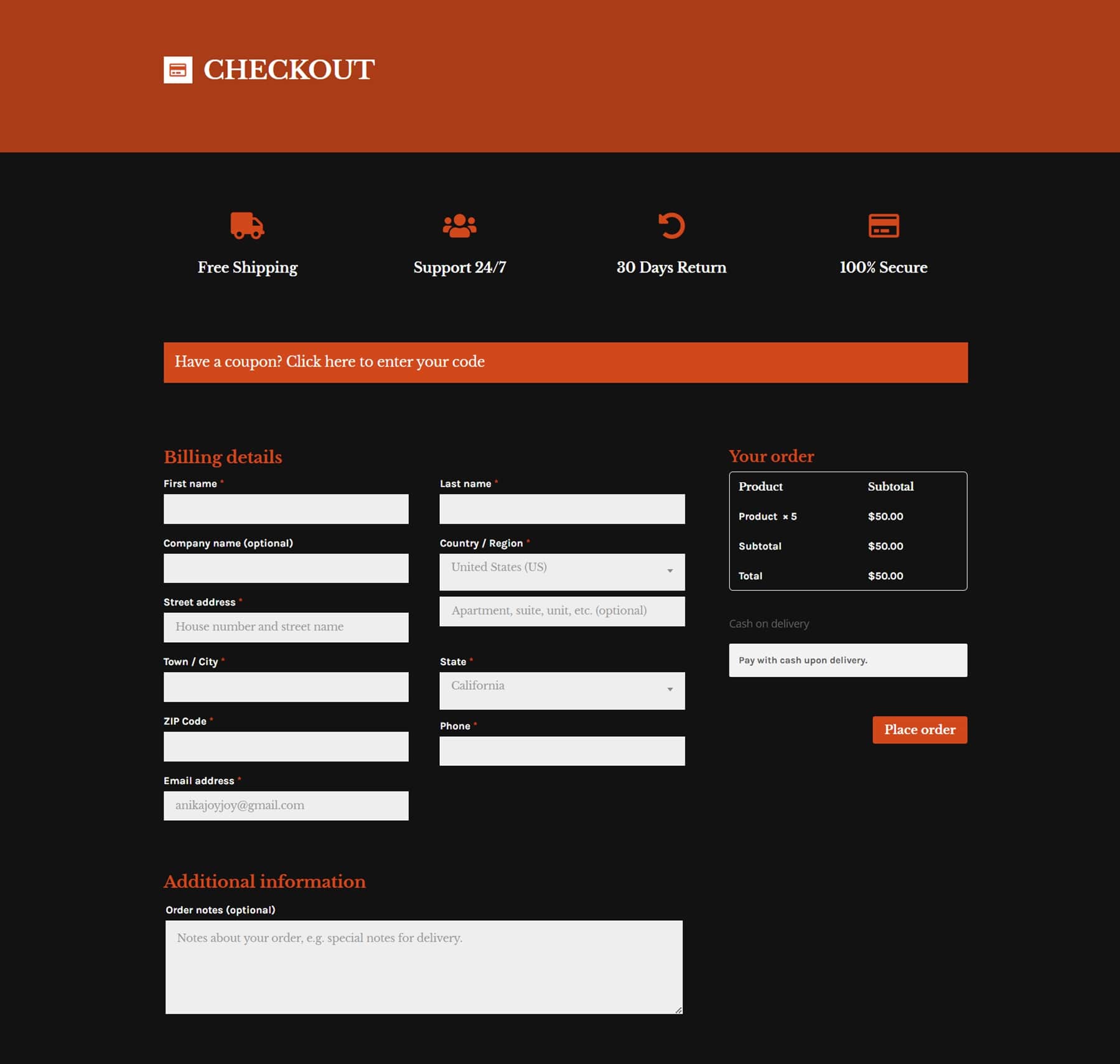 Divi 产品亮点 Divi Designer Pack Checkout Dark 4