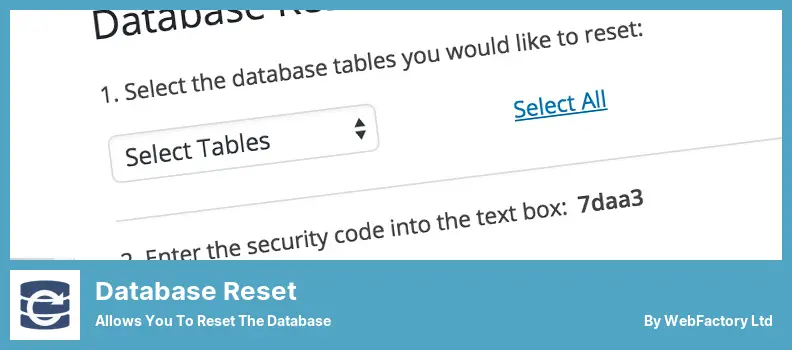 Plugin zum Zurücksetzen der Datenbank - Ermöglicht das Zurücksetzen der Datenbank
