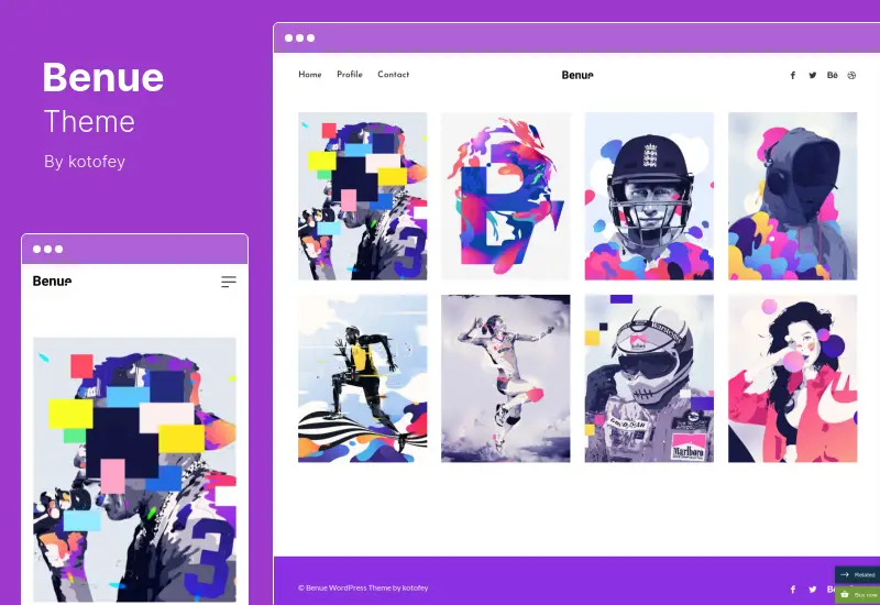 Tema Benue - Tema WordPress de Portfólio para Web Designer, Artista e Ilustrador