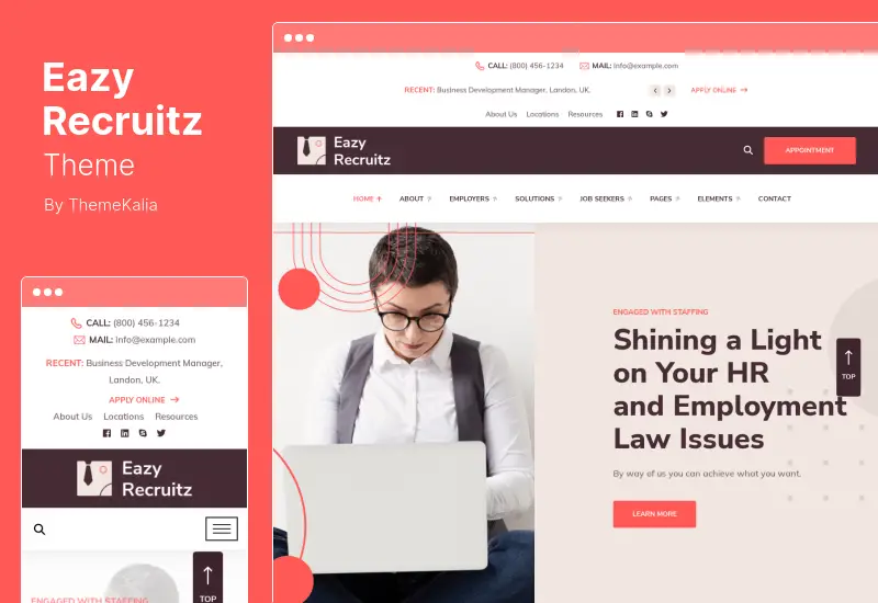Eazy Recruitz 主題 - Staffing Agencies WordPress 主題