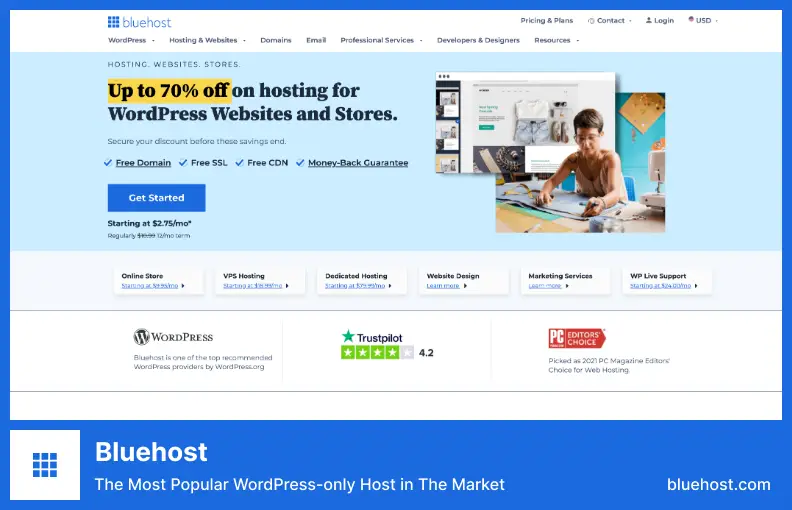 Bluehost - 가장 추천하는 WordPress 제공업체 중 하나