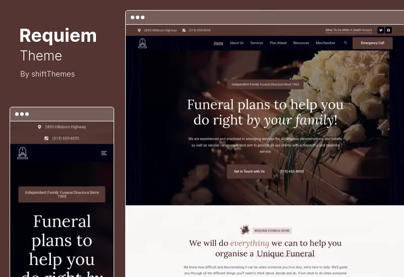 Tema Requiem - Tema WordPress Layanan Rumah Pemakaman