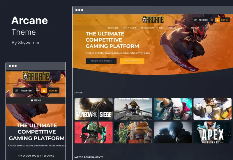 Arcane Theme - 게임 커뮤니티 WordPress Theme
