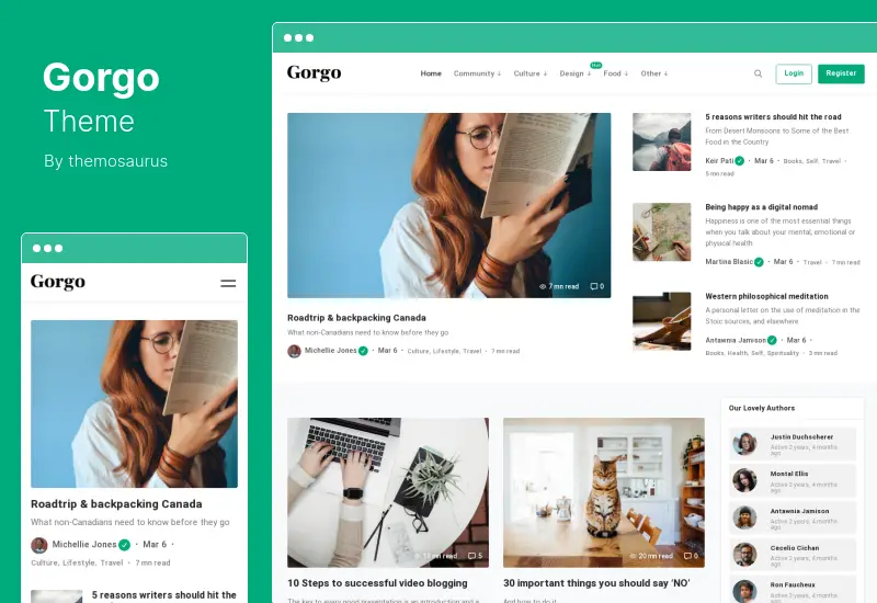 Gorgo 테마 - 다목적 협업 블로그 및 커뮤니티 BuddyPress WordPress 테마