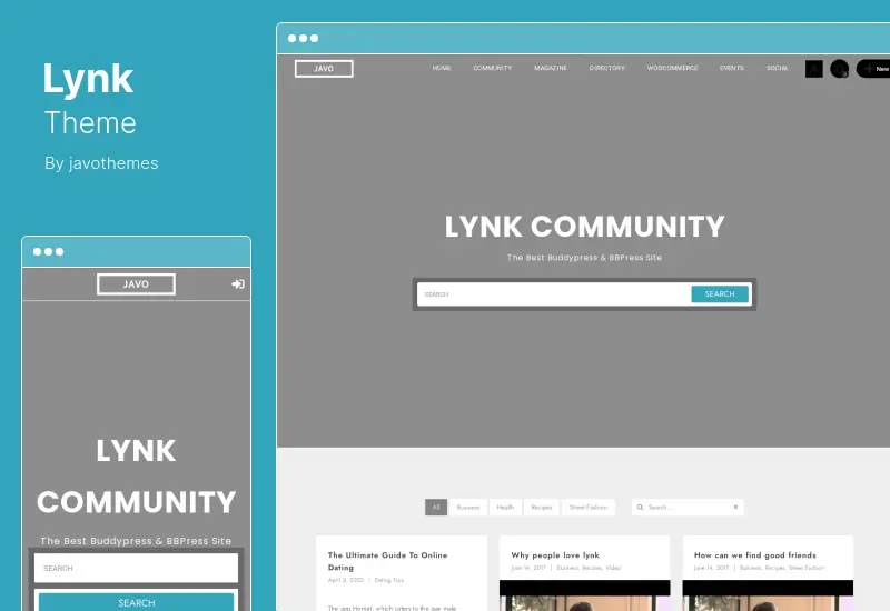 Lynk 테마 - 소셜 네트워킹 및 커뮤니티 WordPress 테마