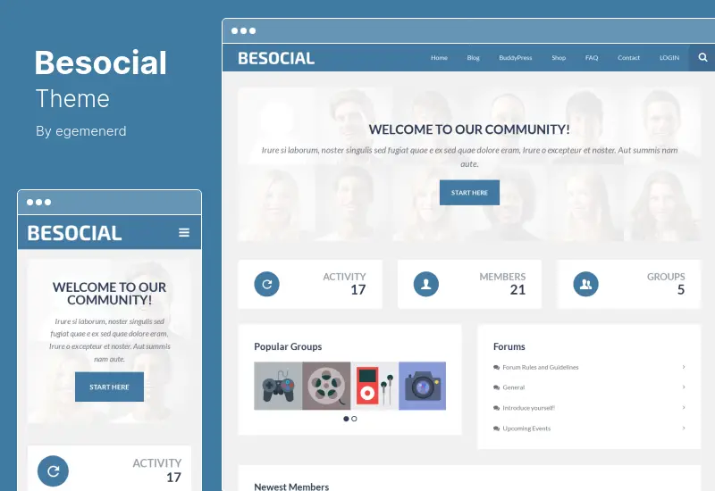 Besocial Theme - BuddyPress 소셜 네트워크 및 커뮤니티 WordPress Theme