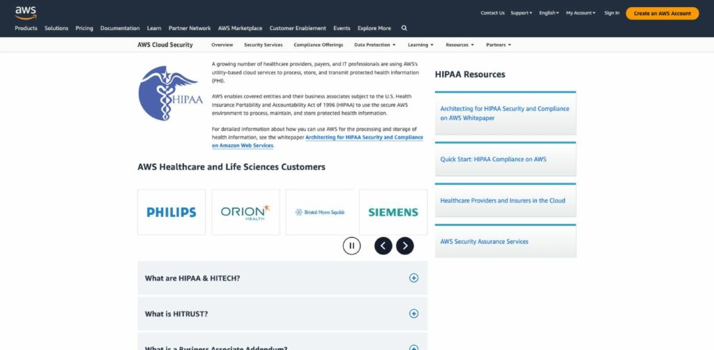 aws cumplimiento de hipaa