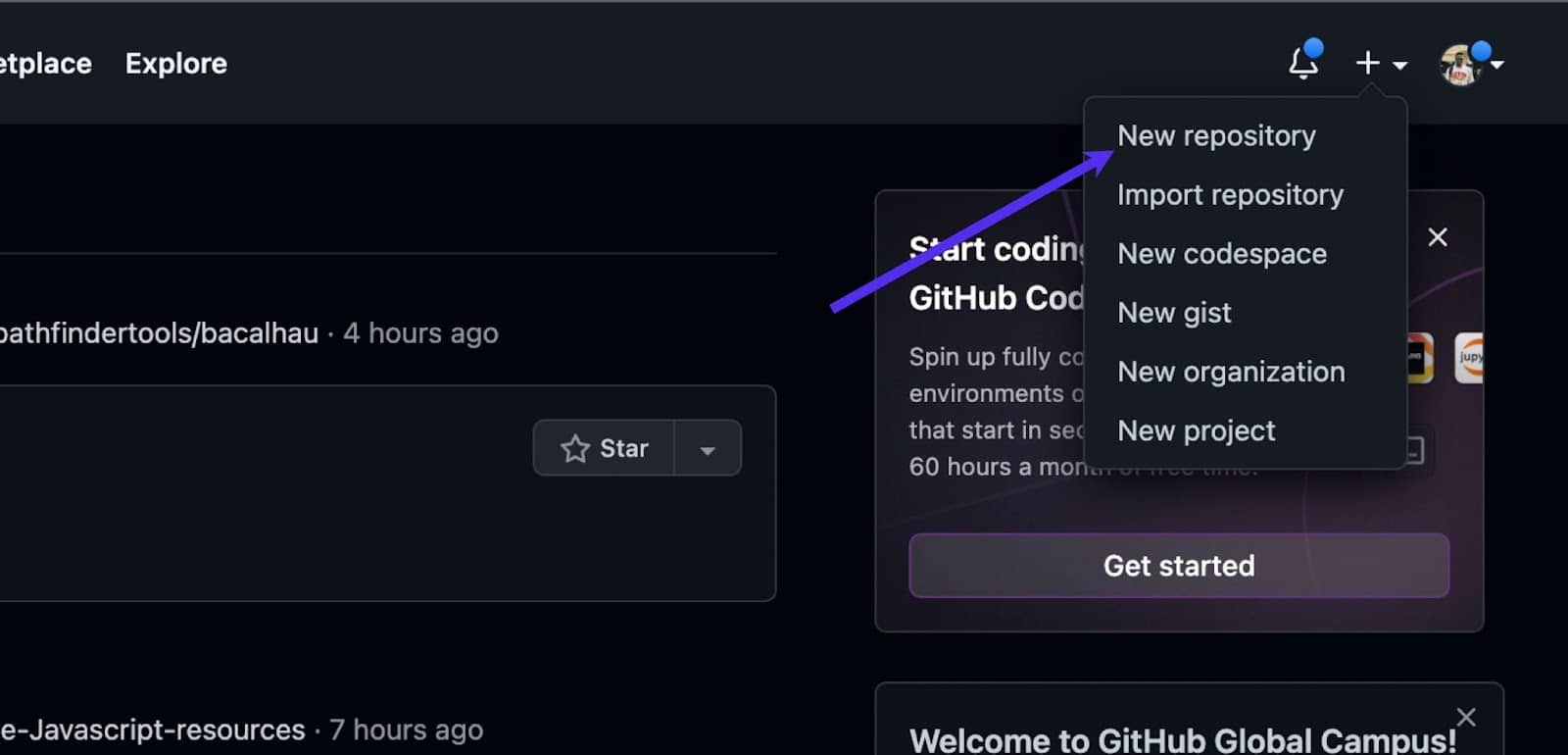 创建一个新的 GitHub 存储库