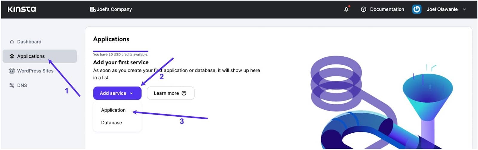 在 MyKinsta 中创建一个应用程序项目