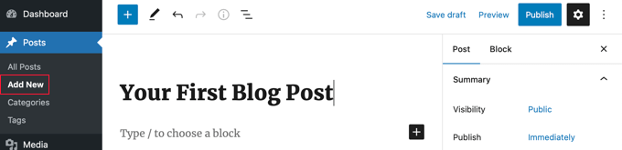 첫 번째 블로그 게시물 작성 Writing Your First Blog Post
