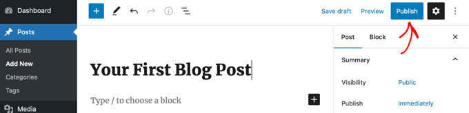 첫 번째 블로그 게시물 게시 Publishing Your First Blog Post