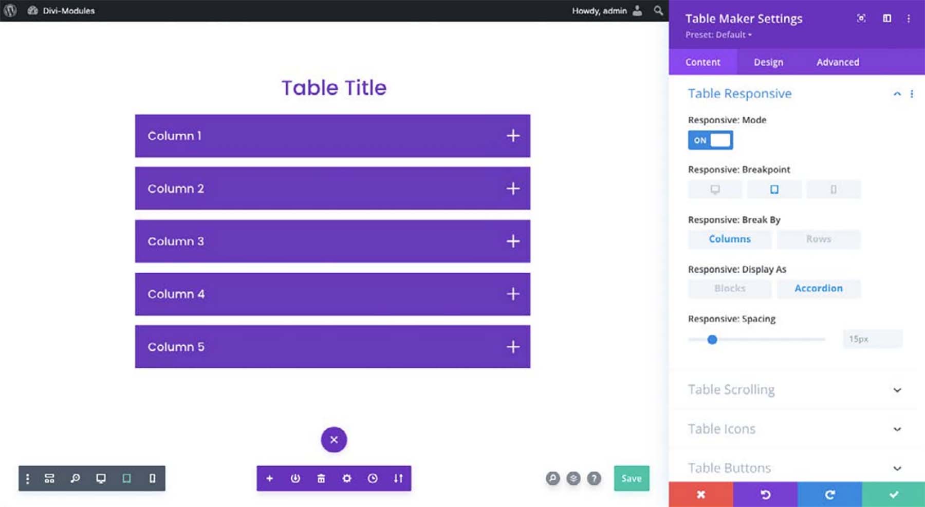 TableMaker duyarlı düzenler