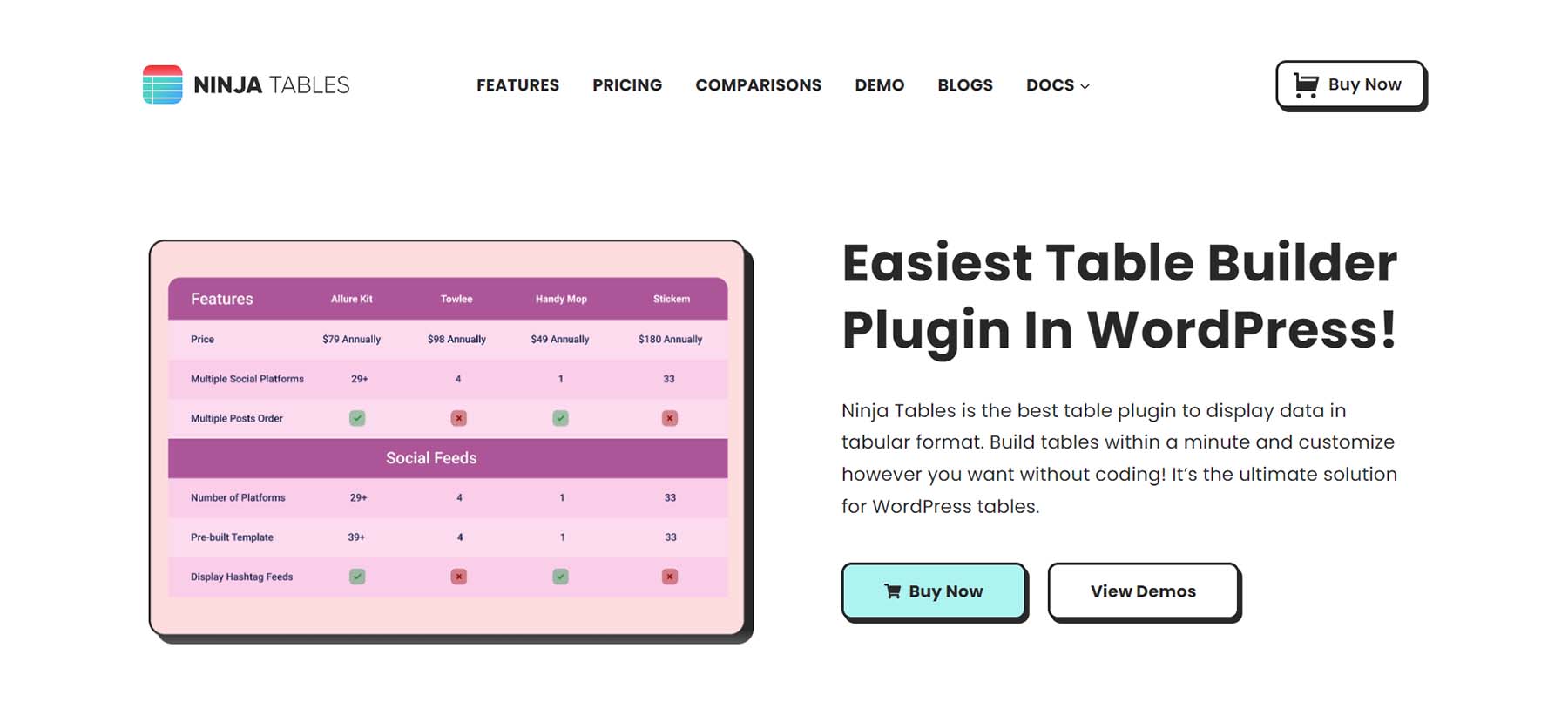 Ninja Tables WordPress tablo eklentisi