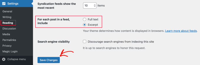 RSS 提要可以包含每篇文章的全文或摘录 RSS Feeds Can Contain Full Text or an Excerpt of Each Post