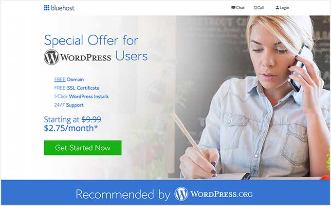 Bluehost 为 WPBeginner 读者提供 Bluehost WordPress Hosting offer for WPBeginner Users