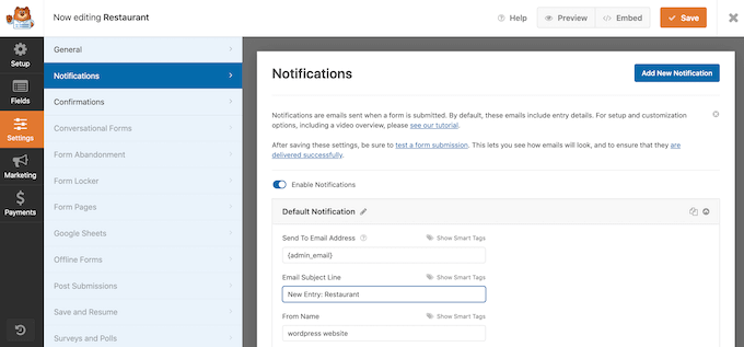 为您的预订表格创建电子邮件通知 Creating email notifications for your booking form