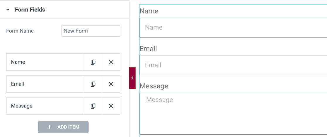 The default form in Elementor Forms