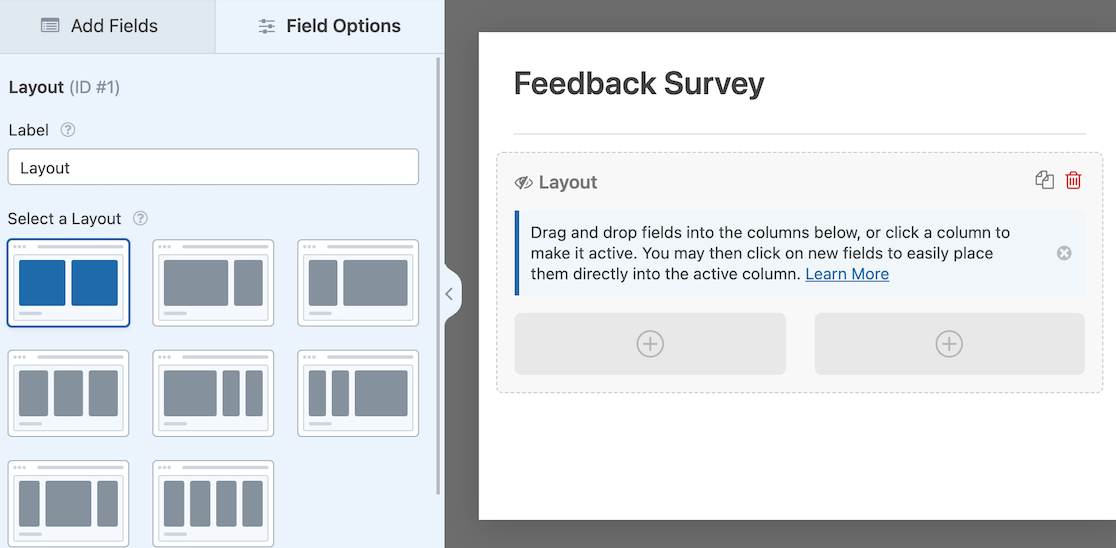 Layout options in WPForms