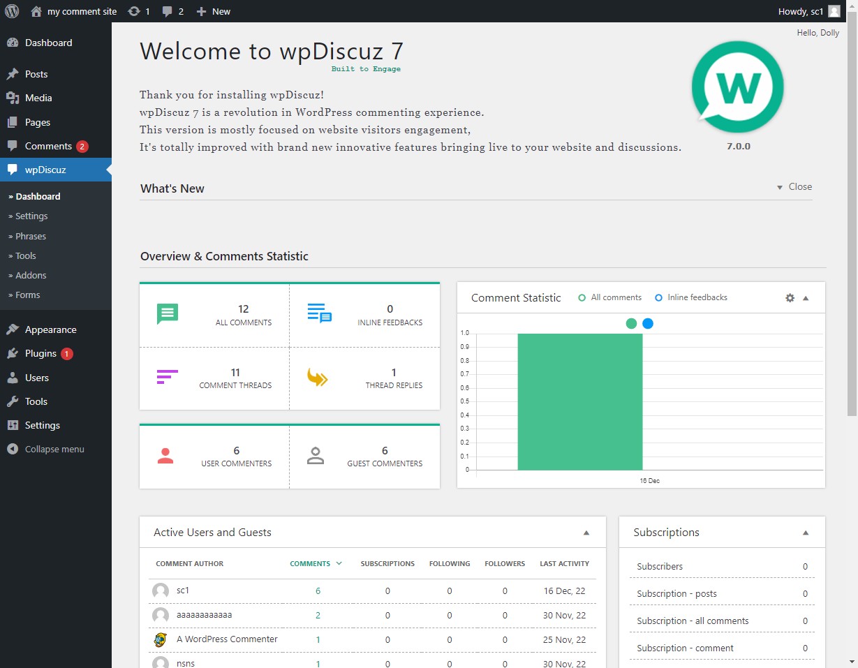 Plugin de comentários wpDiscuz