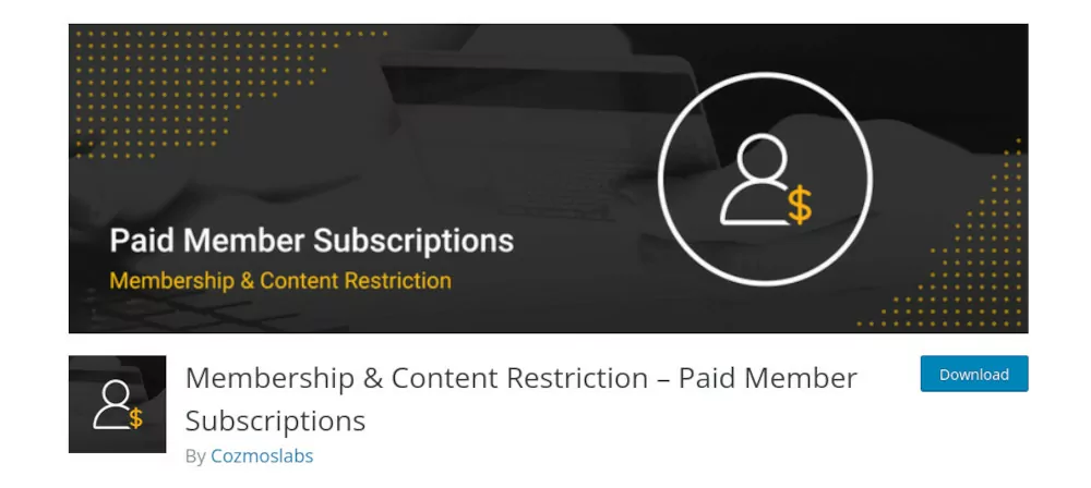 Paid Member Subscriptions 플러그인 사이트의 스크린샷